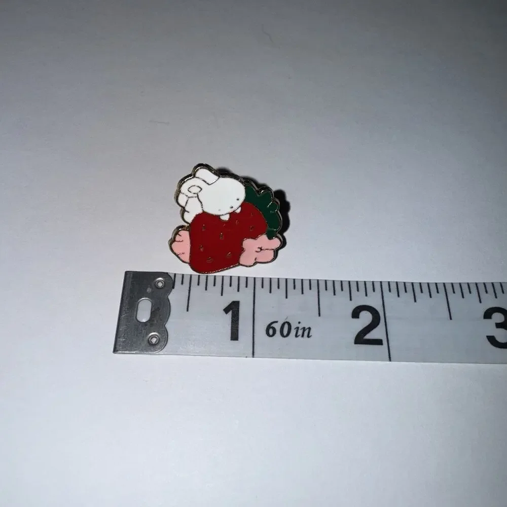 Bunny Rabbit On Strawberry Pin Brooch
